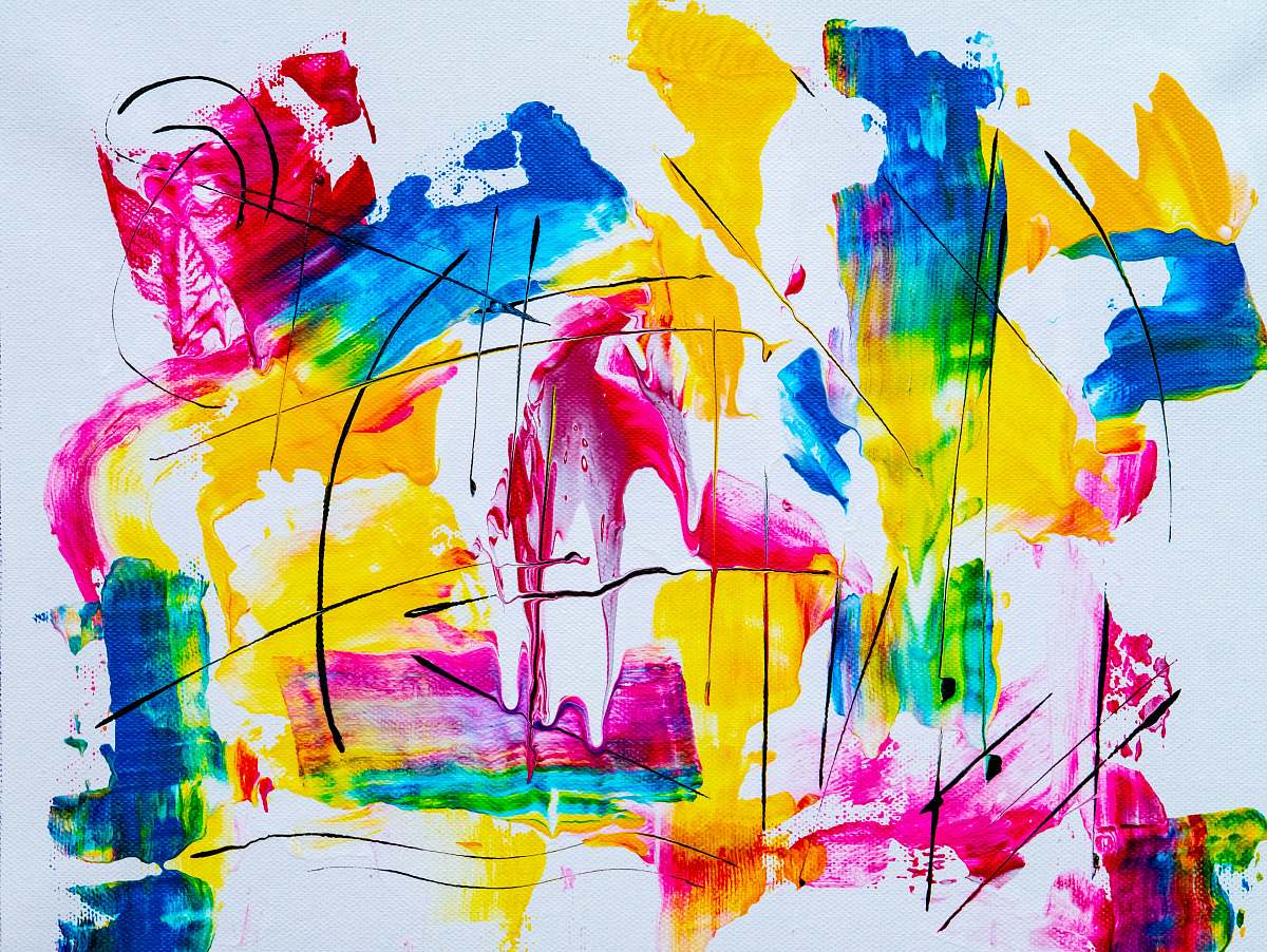 modern art assorted-color paint strokes artwork painting